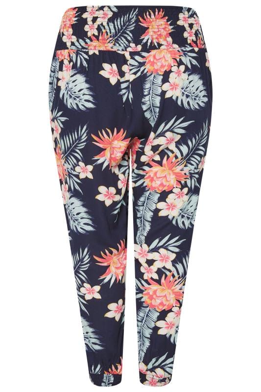Navy Tropical Harem Trousers | Plus Sizes 16 to 36 | Yours Clothing 5
