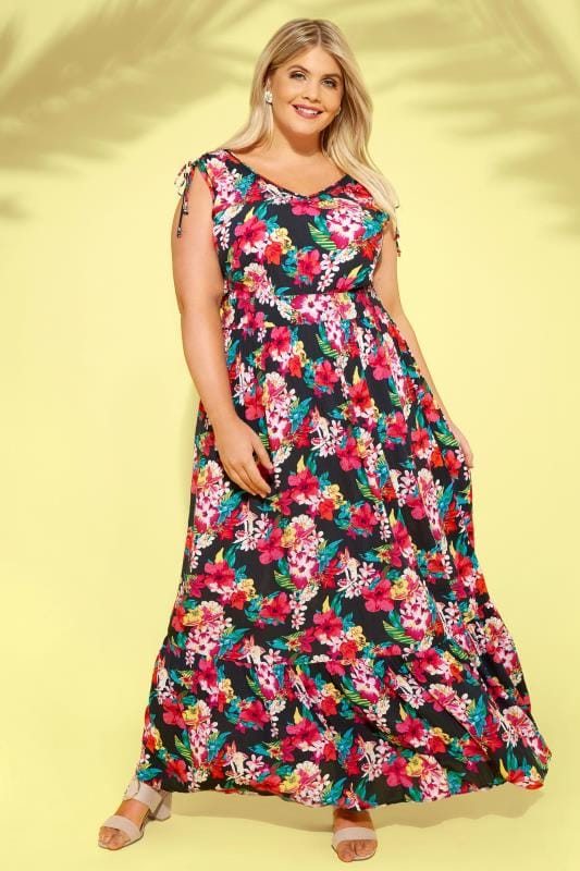 Navy Tropical Maxi Dress | Plus Sizes 16 to 36 | Yours Clothing