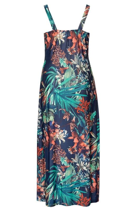 Navy Tropical Print Maxi Dress | Sizes 16-36 | Yours Clothing