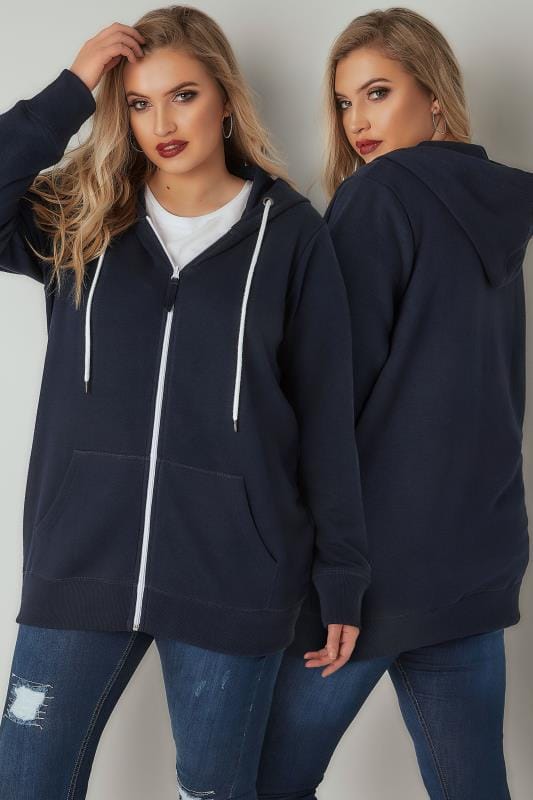ladies navy zip up hoodie