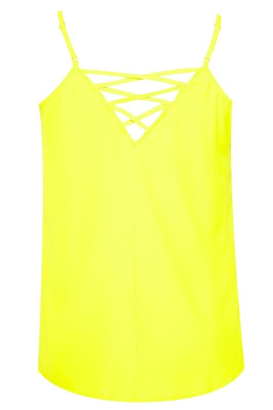 Neon Yellow Lattice Back Cami Top | Sizes 16 to 36 | Yours Clothing