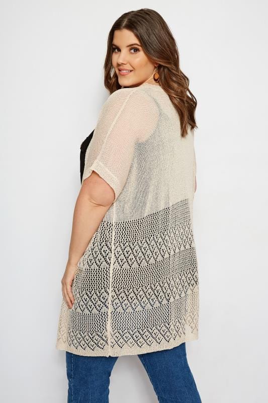 Plus Size Nude Crochet Effect Cardigan | Sizes 16 to 36 