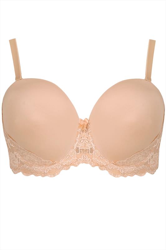 Nude Lace Moulded Underwired Multiway Bra With Removable Straps | Yours Clothing 6