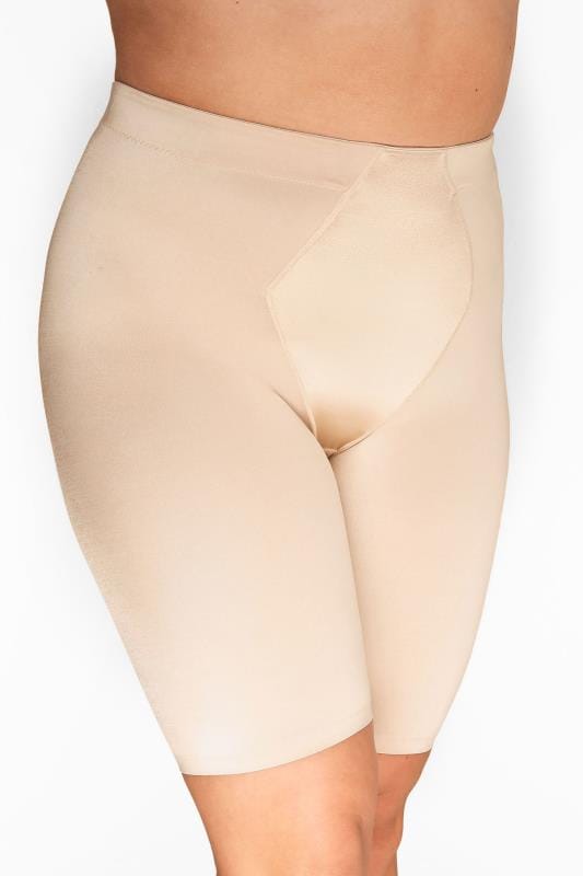 Großen Größen Plus Size Shapewear Curve Nude Satin Control High Waisted Shorts