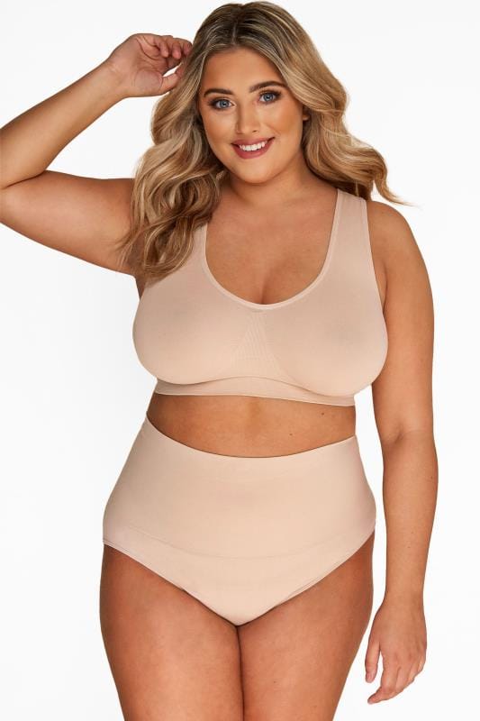 Plus Size Nude Seamless Non-Padded Non-Wired Bralette | Yours Clothing 1