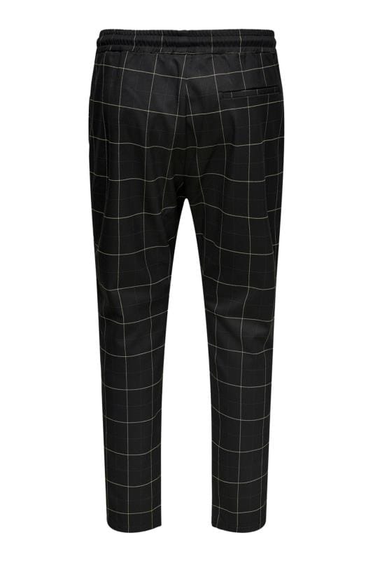 ONLY & SONS Big & Tall Black Check Trousers 2