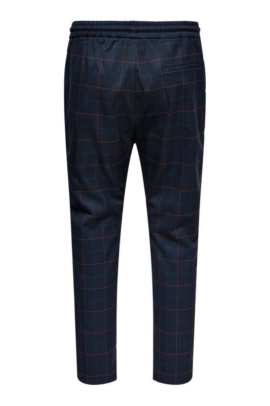 ONLY & SONS Big & Tall Navy Blue Check Trousers 2