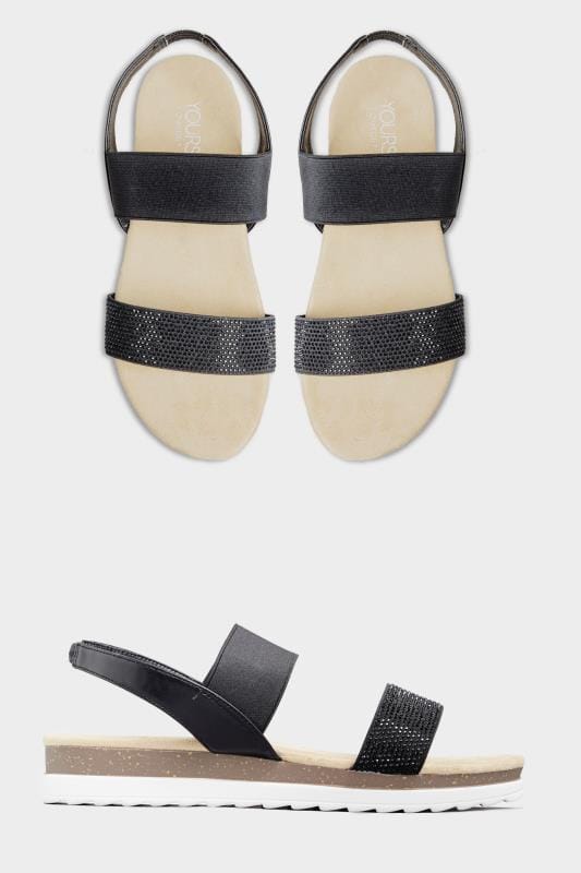 Black Embellished Comfort Sandals In 