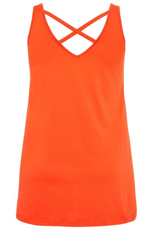 Plus Size Orange Cross Back Vest | Sizes 16 to 36 | Yours Clothing