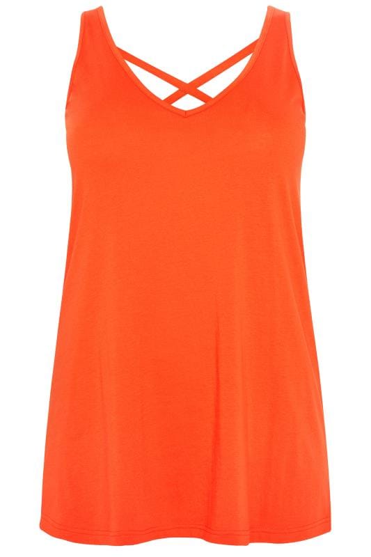 Plus Size Orange Cross Back Vest | Sizes 16 to 36 | Yours Clothing