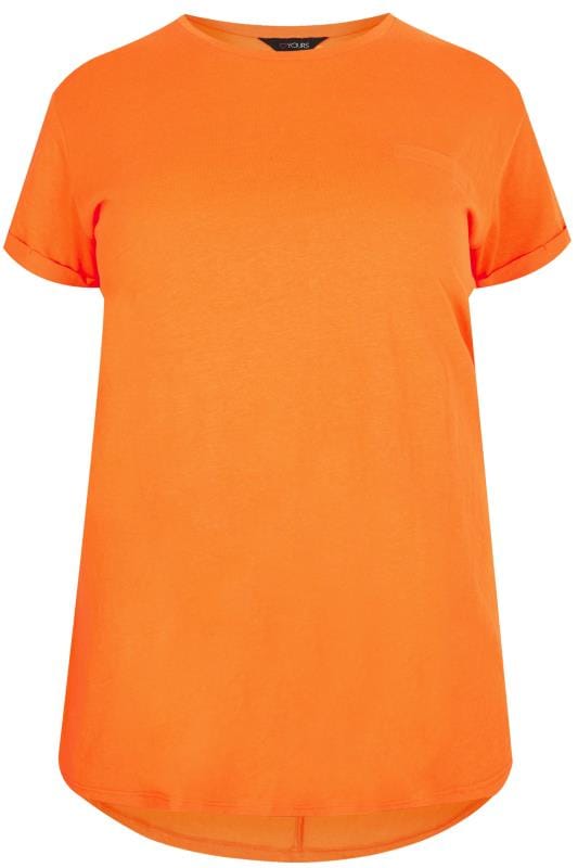 Orange Mock Pocket T-Shirt | Plus Sizes 16 to 36 | Yours Clothing