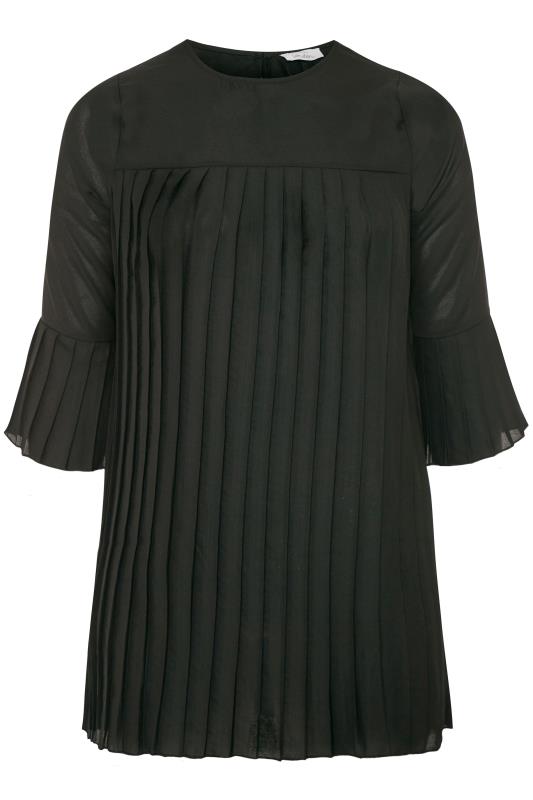 YOURS LONDON Black Pleated Tunic Blouse | Yours Clothing 5