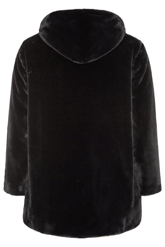 Black Vegan Fur Hooded Coat 7