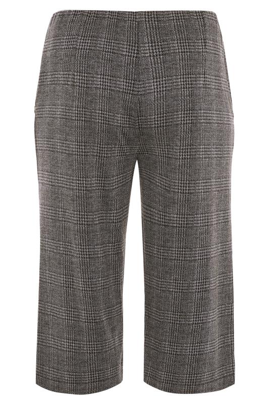 Grey Check Ponte Horn Button Culottes | Yours Clothing