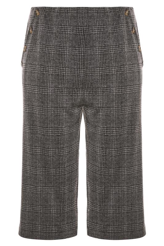 Grey Check Ponte Horn Button Culottes | Yours Clothing