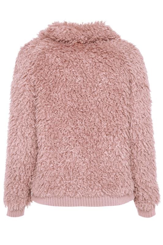 Pink Poodle Faux Fur Bomber Jacket | Yours Clothing