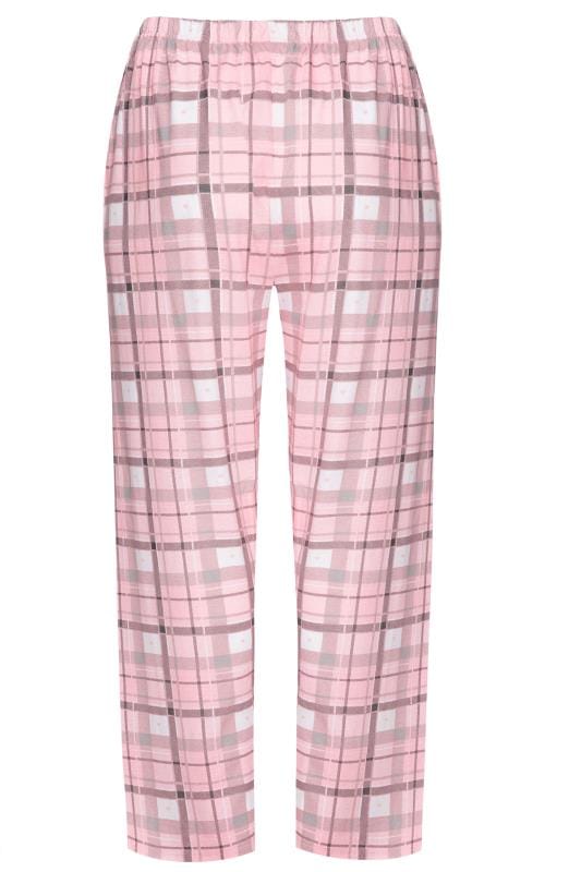 Pink Checked Pyjama Bottoms | Sizes 16-40 | Yours Clothing