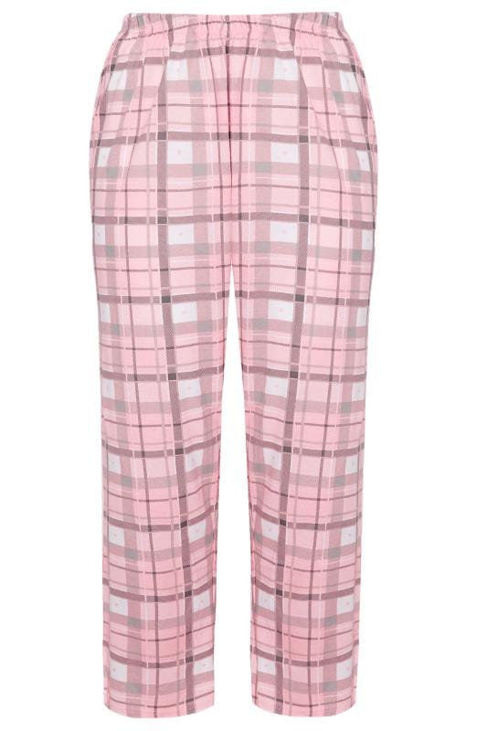 Pink Checked Pyjama Bottoms | Sizes 16-40 | Yours Clothing