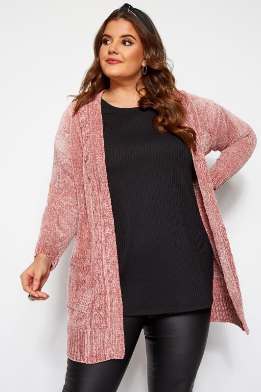 Blush Pink Lace Trim Cardigan | Yours Clothing