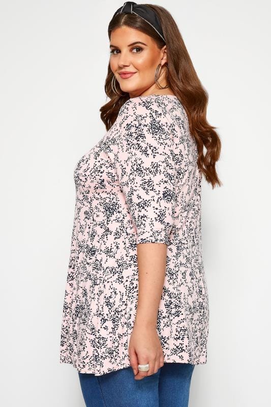 Pink Floral Swing Top | Yours Clothing