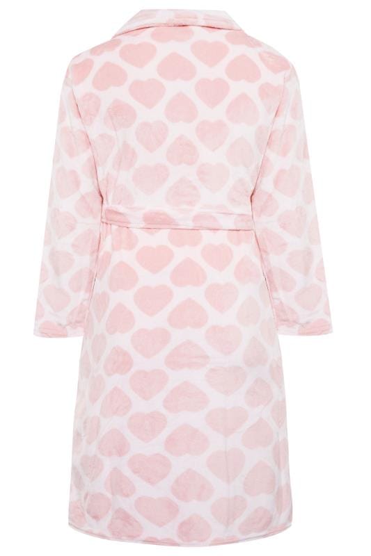 Pink Heart Print Shawl Dressing Gown | Yours Clothing