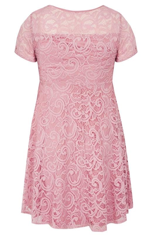 Pink Lace Skater Dress With Sweetheart Bust, plus size 16 to 36 4