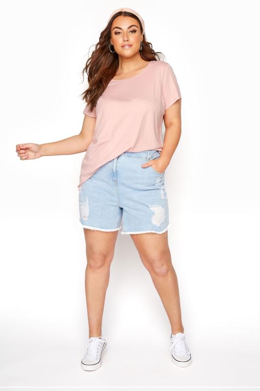 Pink Marl Basic T-Shirt | Yours Clothing 2