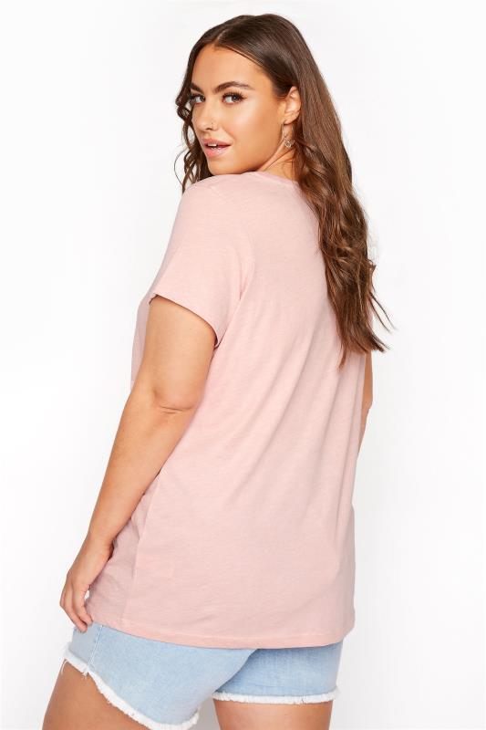 Pink Marl Basic T-Shirt | Yours Clothing 3