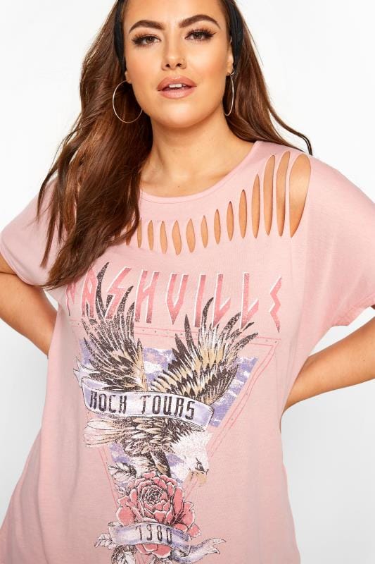 Pink 'Nashville' Laser Cut Slogan Top Yours Clothing