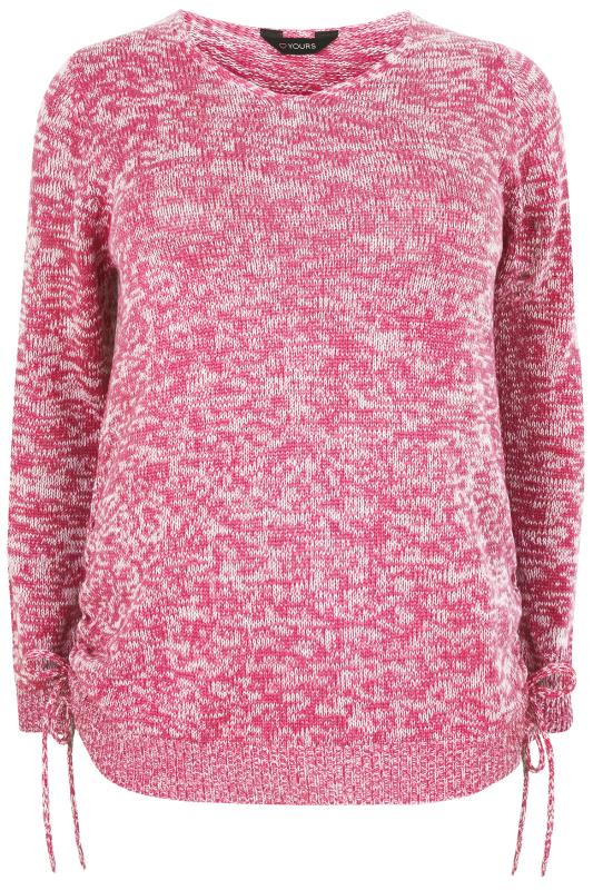 Raspberry Ruched Hem Lace Jumper | Sizes 16 to 36 | Yours Clothing