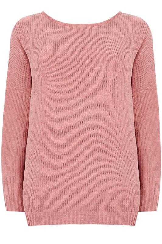 Pink Shimmer Chenille Jumper, Plus size 16 to 36 | Yours Clothing