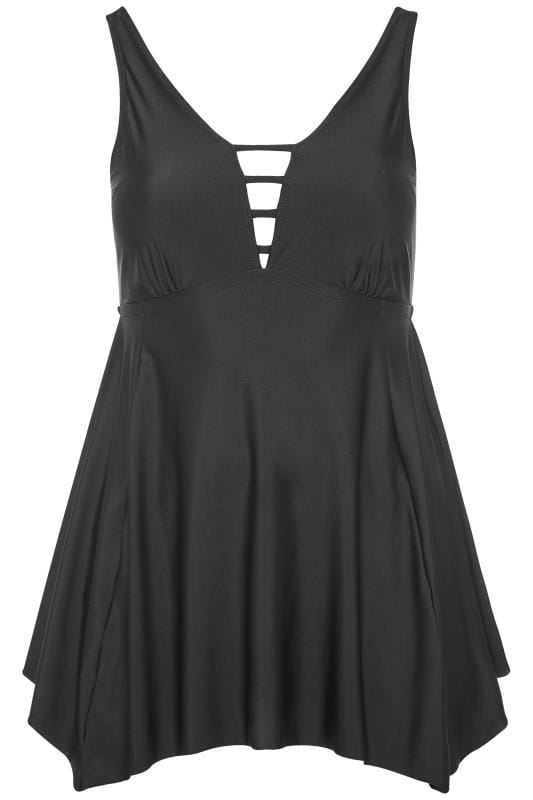 Black Lattice Swim Dress | Yours Clothing