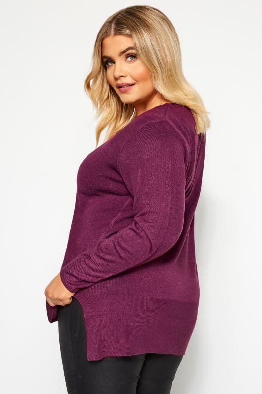Purple Fine Knit Cashmilon Jumper | Sizes 16-40 | Yours Clothing