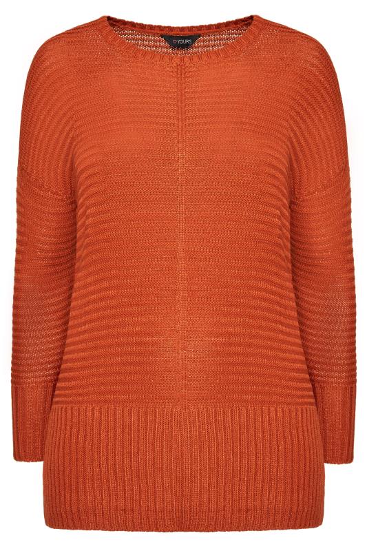 Burnt Orange Ribbed Knitted Jumper | Sizes 16-28 | Yours Clothing