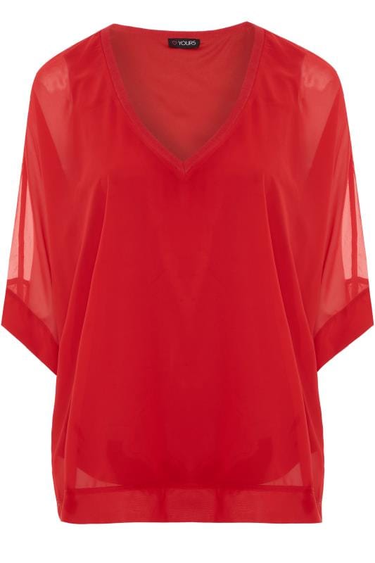 Red Chiffon Cape Top | Yours Clothing