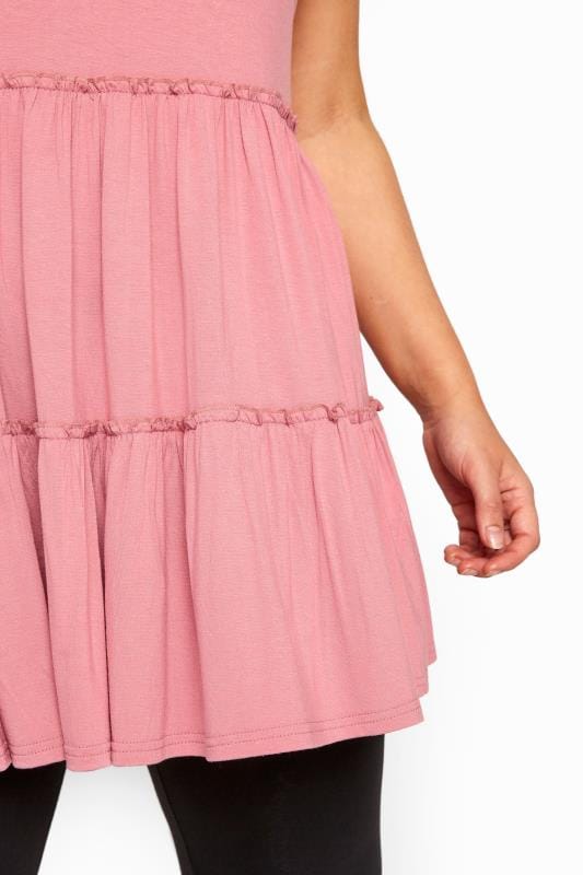 Pink Strappy Tiered Peplum Smock Tunic | Yours Clothing 4