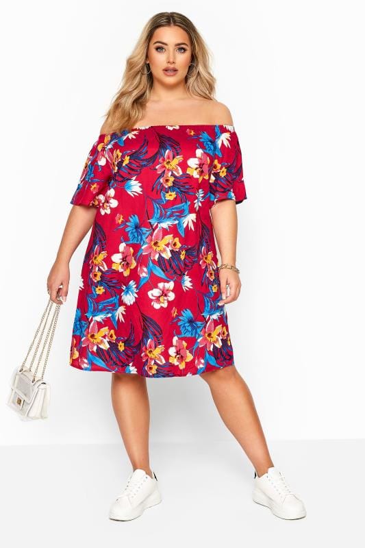 red blue floral dress