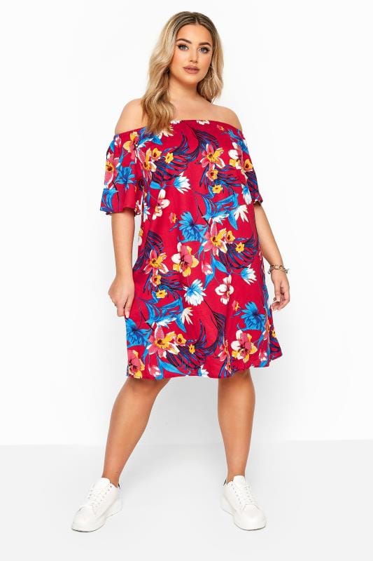 red blue floral dress