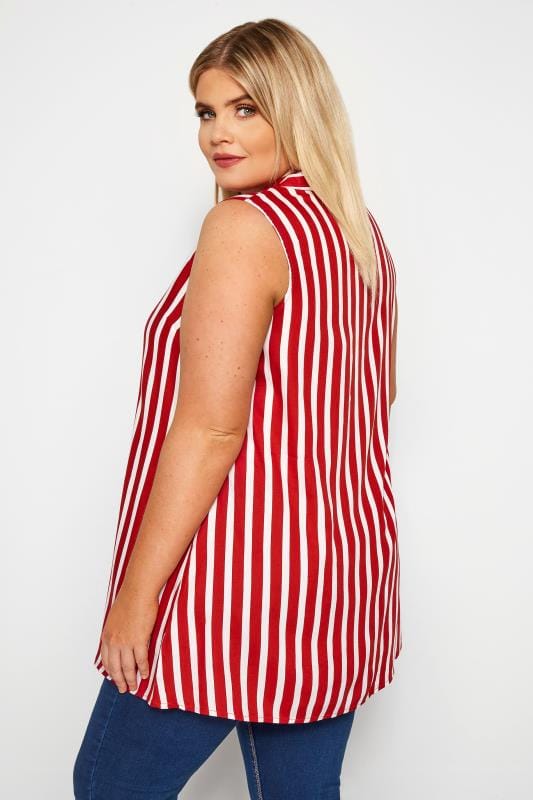 red sleeveless shirt womens