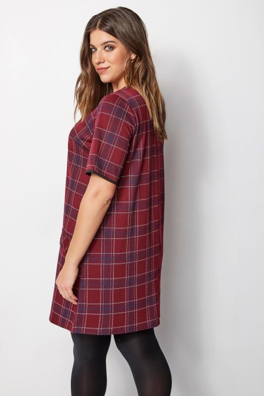 Red Check Tunic Dress, Plus size 16 to 36 | Yours Clothing