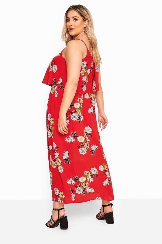 Yours London Robe Rouge Longue Imprime Floral Grande Taille 44 64 Yours Clothing