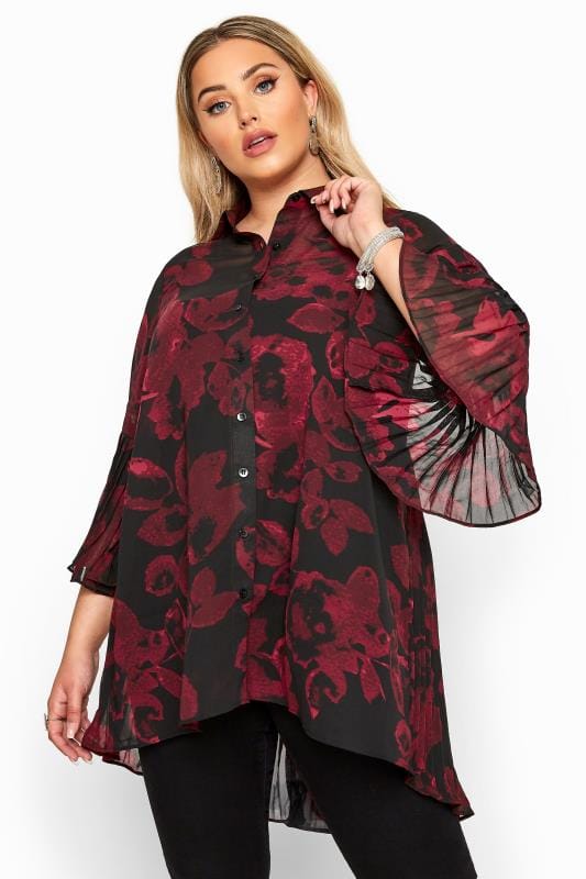 plus size red party tops