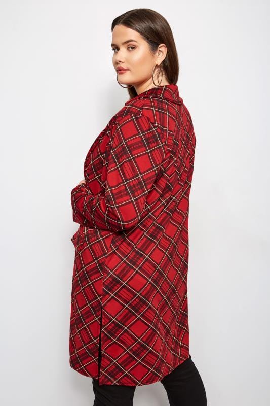Plus Size LIMITED COLLECTION Red Longline Tartan Jacket | Sizes 16 to ...