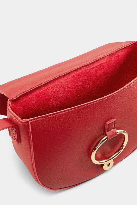 Red Ring Detail Cross Body Bag | Yours Clothing