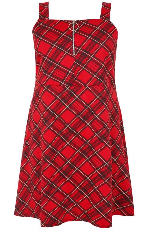 Red Tartan Pinafore Dress, Plus size 16 to 40 | Yours Clothing