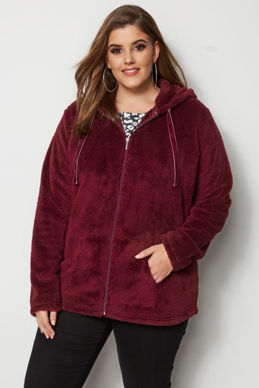 Red Zip Through Teddy Fleece, plus size 16 to 36 | Yours Clothing