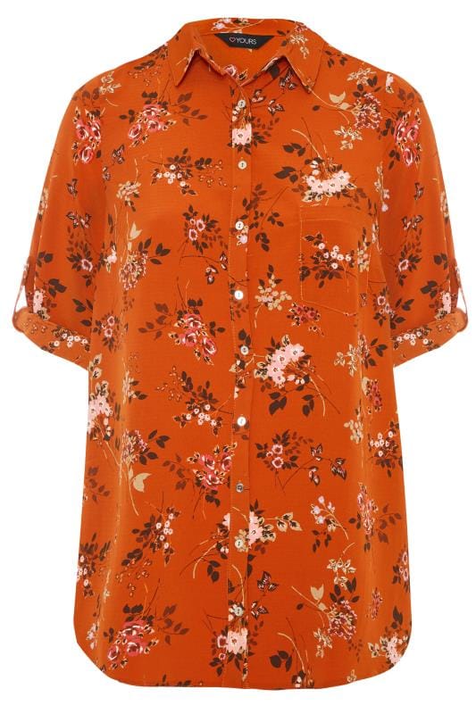 Rust Floral Shirt | Yours Clothing