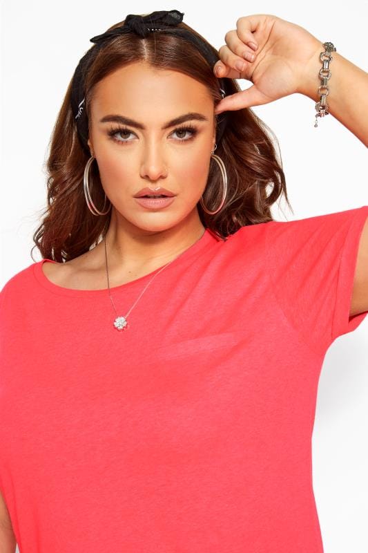 Download Neon Pink Mock Pocket T-Shirt | Yours Clothing