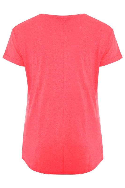 Neon Pink Mock Pocket T-Shirt | Yours Clothing