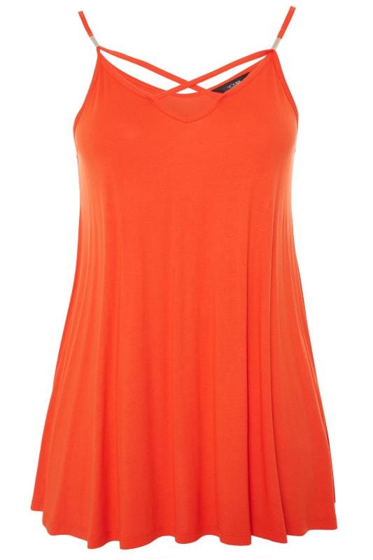 Orange Lattice Swing Cami Top | Yours Clothing